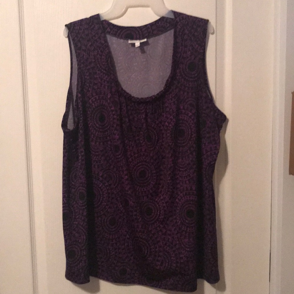 Purple blouse with black accent design - Size 2x
